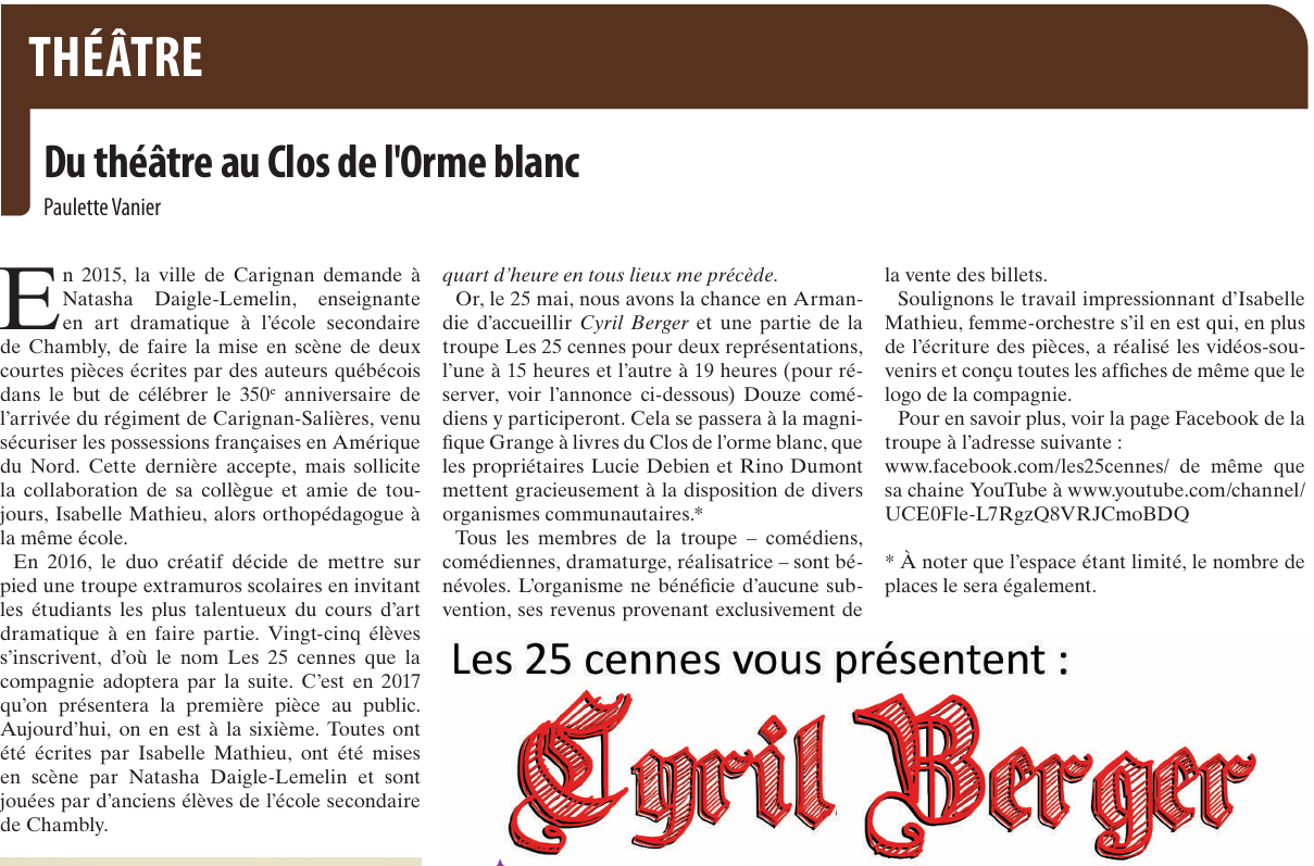 Du théâtre au Clos de l'Orme blanc